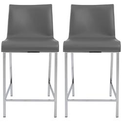 Cam 24&quot; Gray Bonded Leather Counter Stool Set of 2