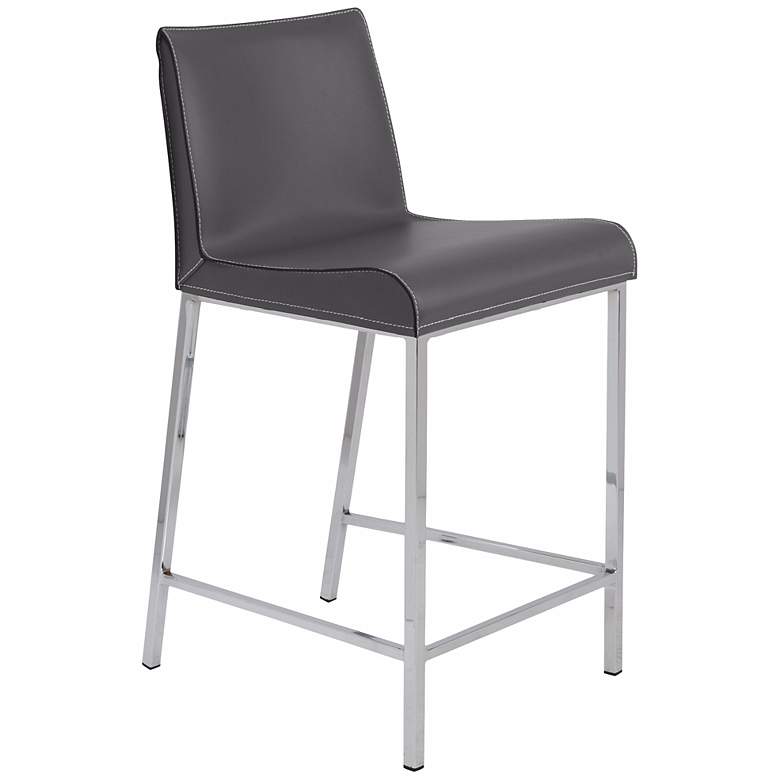 Image 2 Cam 24" Gray Bonded Leather Counter Stool Set of 2 more views