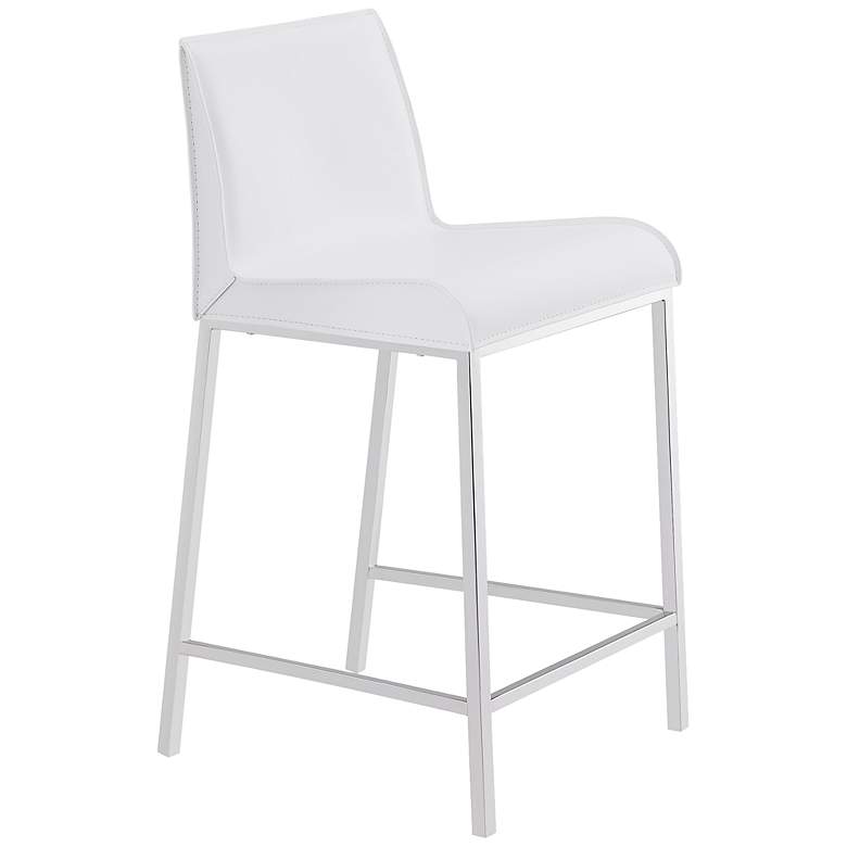 Image 3 Cam 24" White Leather Counter Stool Set of 2 more views