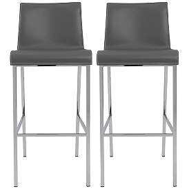 Image1 of Cam Gray Bonded Leather Bar Stool Set of 2