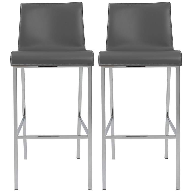 Image 1 Cam Gray Bonded Leather Bar Stool Set of 2