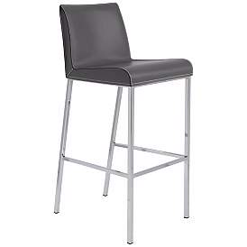 Image2 of Cam Gray Bonded Leather Bar Stool Set of 2 more views