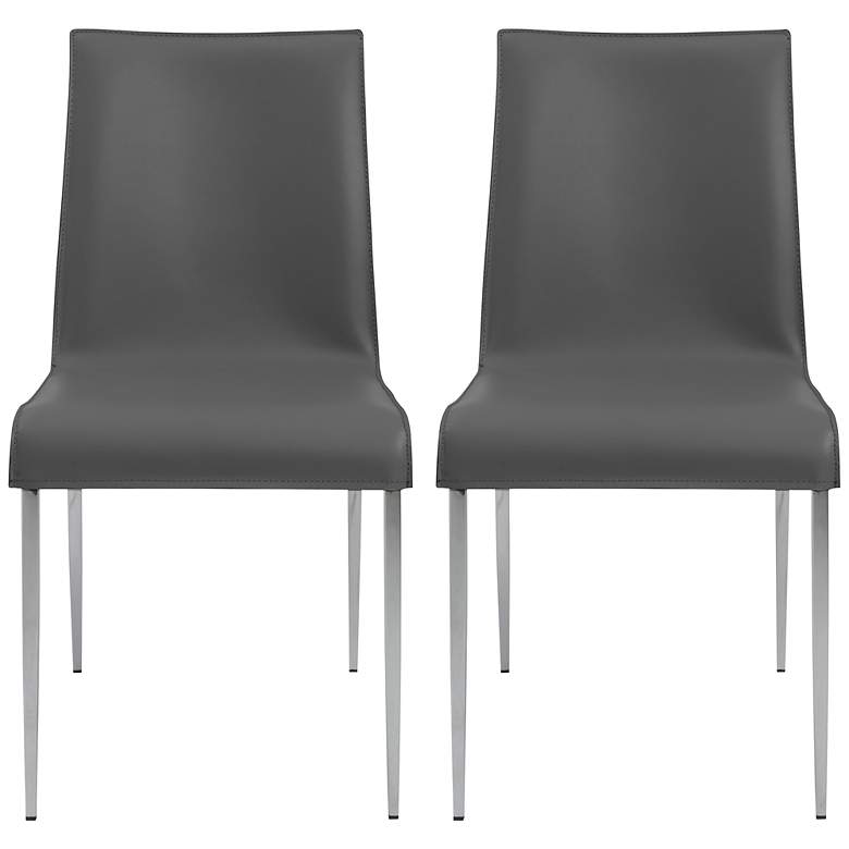 Image 1 Cam Gray Bonded Leather Side Chair Set of 2