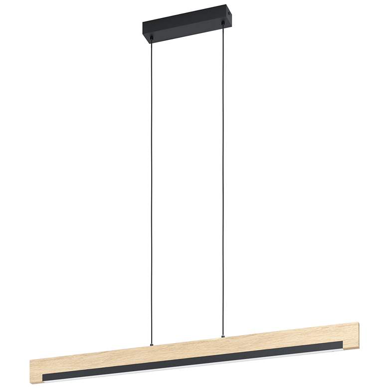 Image 1 Camacho - 1-Light LED Pendant - Black and Natural Finish - White Diffuser