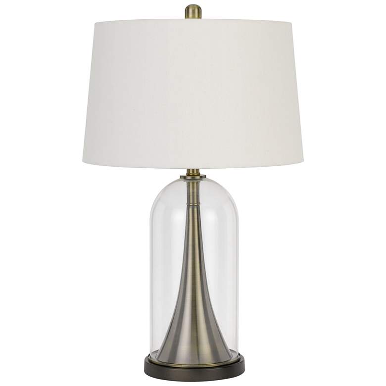 Image 1 Camargo Clear Glass and Antique Brass Table Lamp