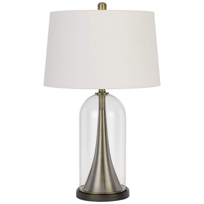 Image 2 Camargo Clear Glass and Antique Brass Table Lamp