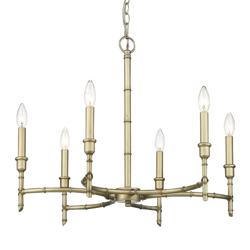 Cambay 25&quot; Wide White Gold Metal 6-Light Chandelier