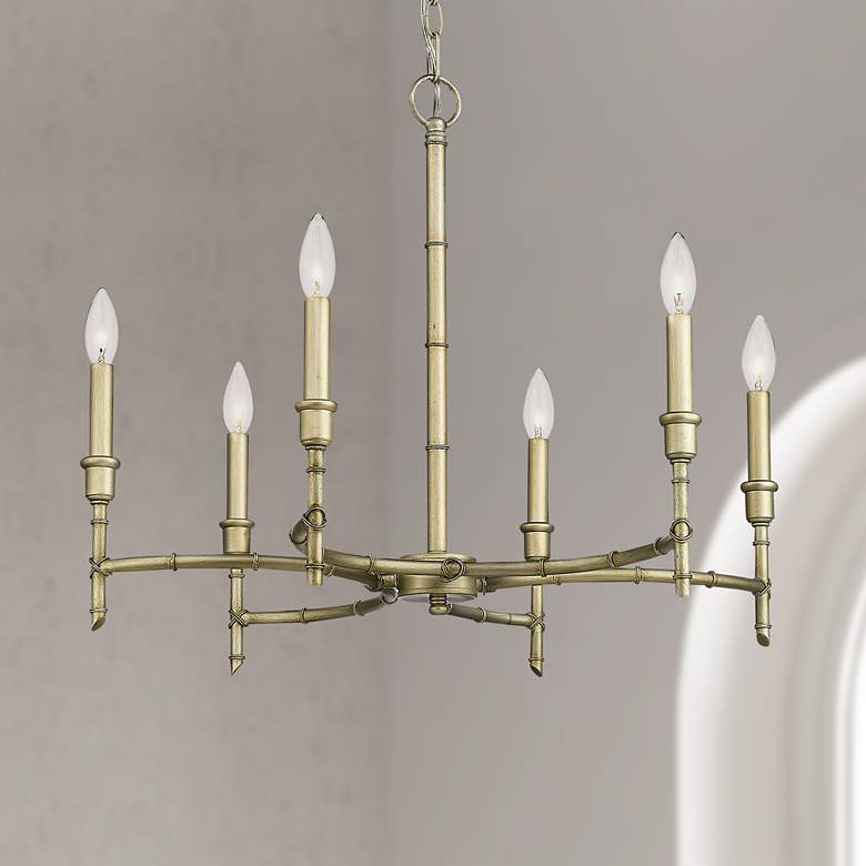 Image 1 Cambay 25 inch Wide White Gold Metal 6-Light Chandelier