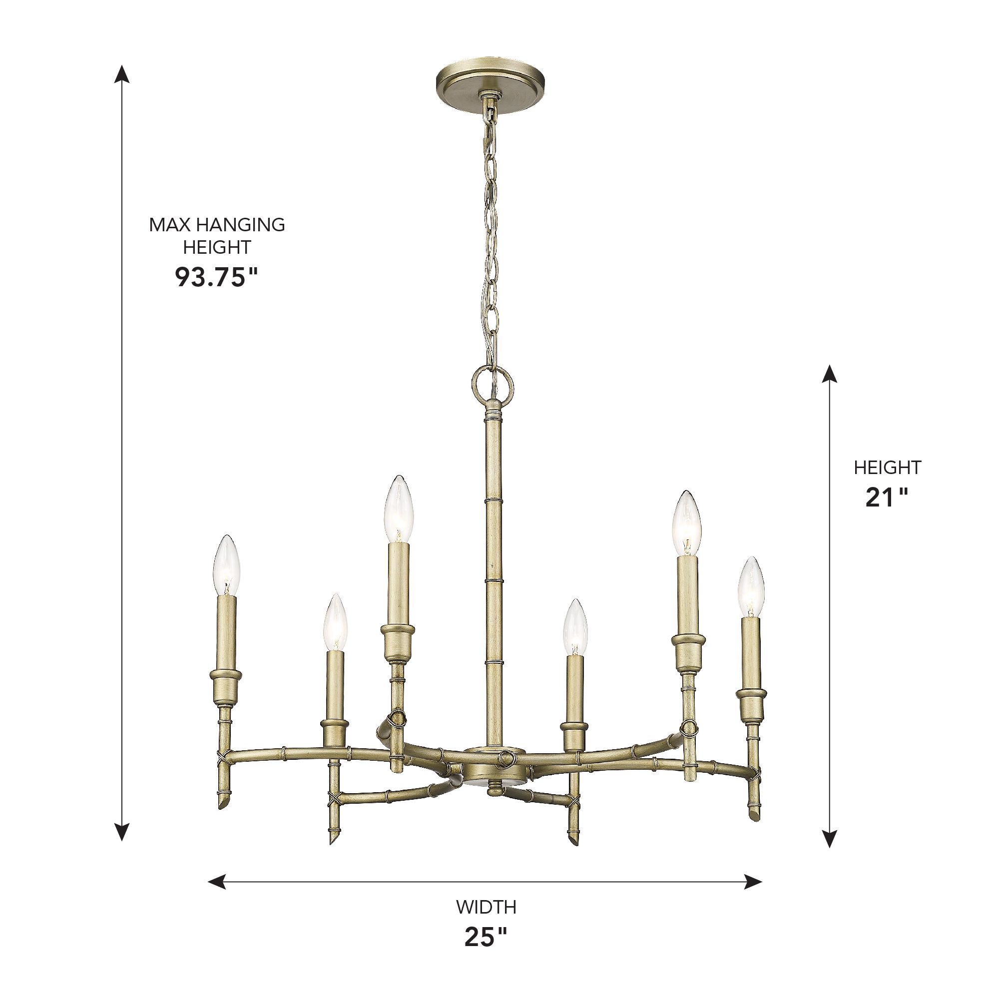 Cambay 25" Wide White Gold Metal 6-Light Chandelier