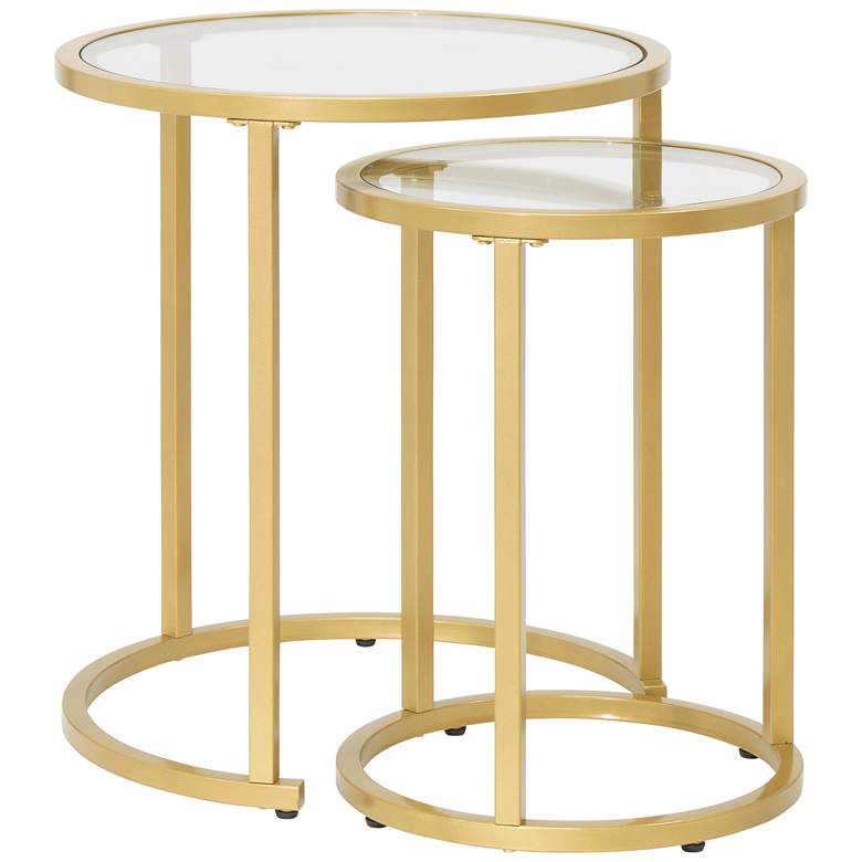 Image 2 Camber 19 1/2 inch Wide Gold Nesting Side Tables Set of 2