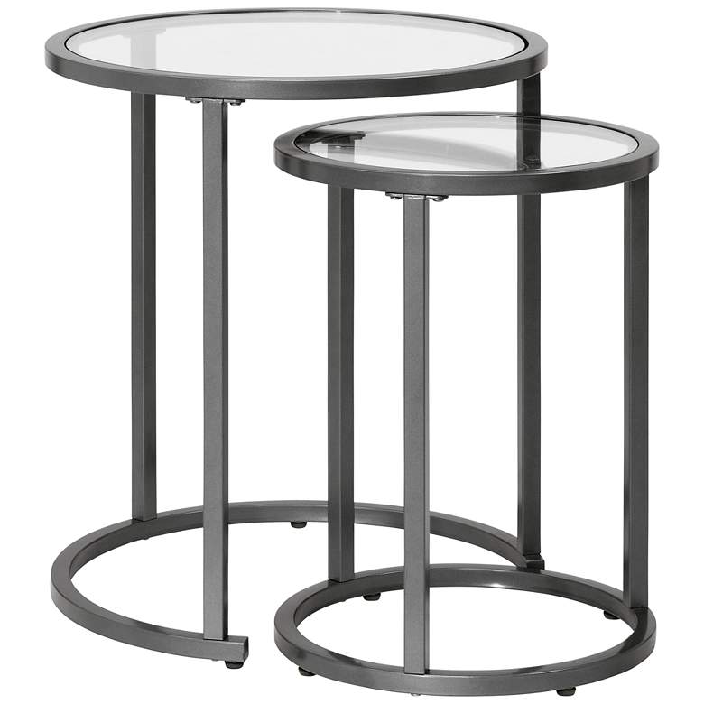 Image 2 Camber 19 1/2" Wide Pewter Gray Nesting Side Tables Set of 2