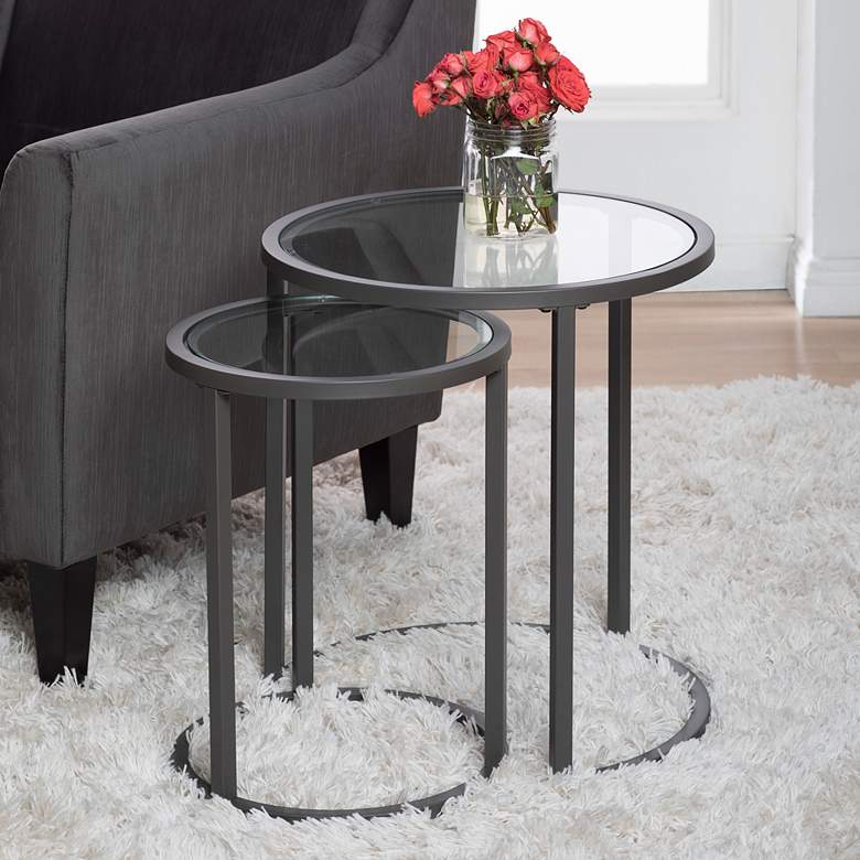 Image 1 Camber 19 1/2" Wide Pewter Gray Nesting Side Tables Set of 2