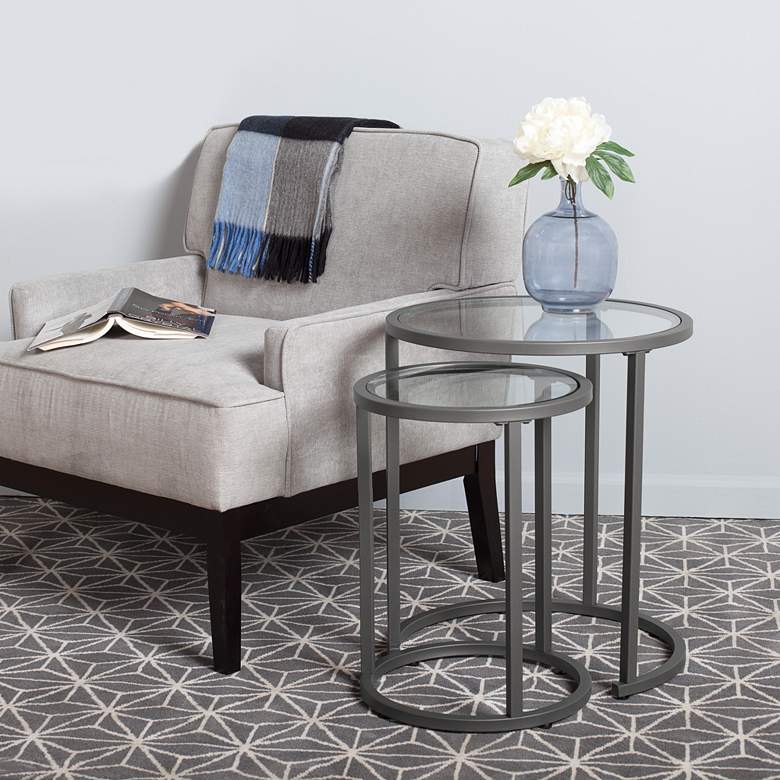 Image 7 Camber 19 1/2" Wide Pewter Gray Nesting Side Tables Set of 2 more views