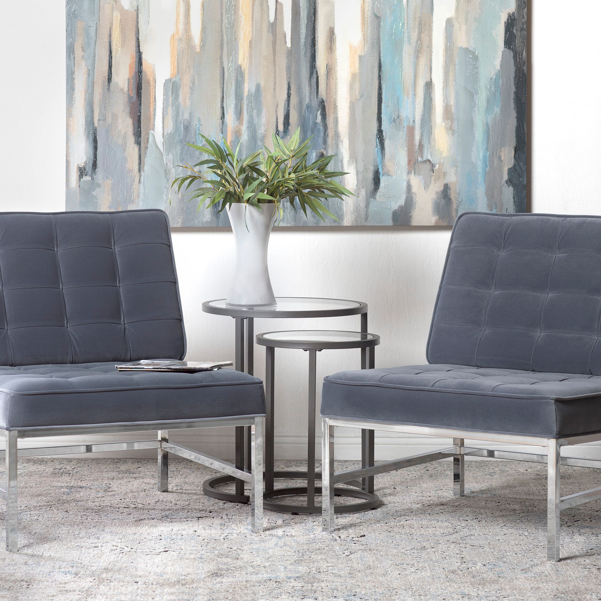 Camber 19 1/2" Wide Pewter Gray Nesting Side Tables Set of 2