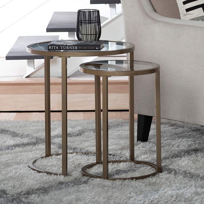 Image 1 Camber 19 1/2"W Bronze Steel Nesting Side Tables Set of 2