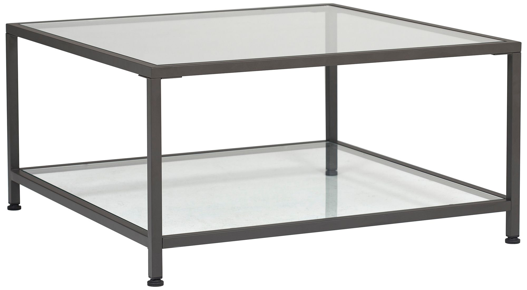 Camber 30" Wide Glass and Pewter Square Coffee Table