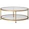 Camber 38" Wide Glass and Gold Round Coffee Table