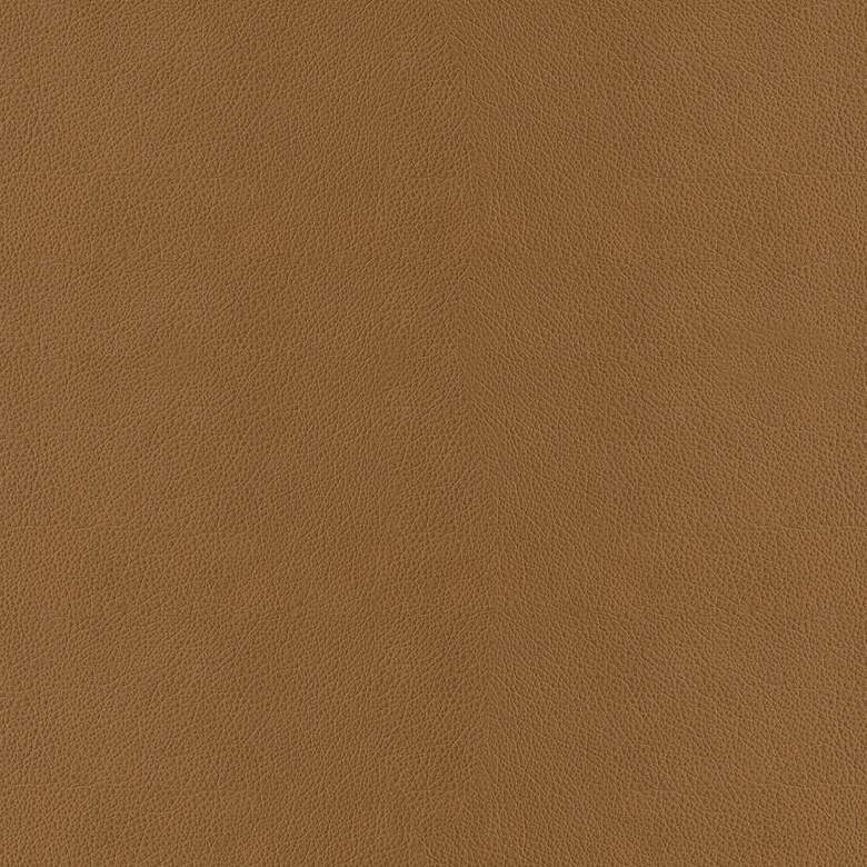 Image 3 Camber 40" Wide Caramel Leather and Bronze Steel Tufted Square Ottoman more views