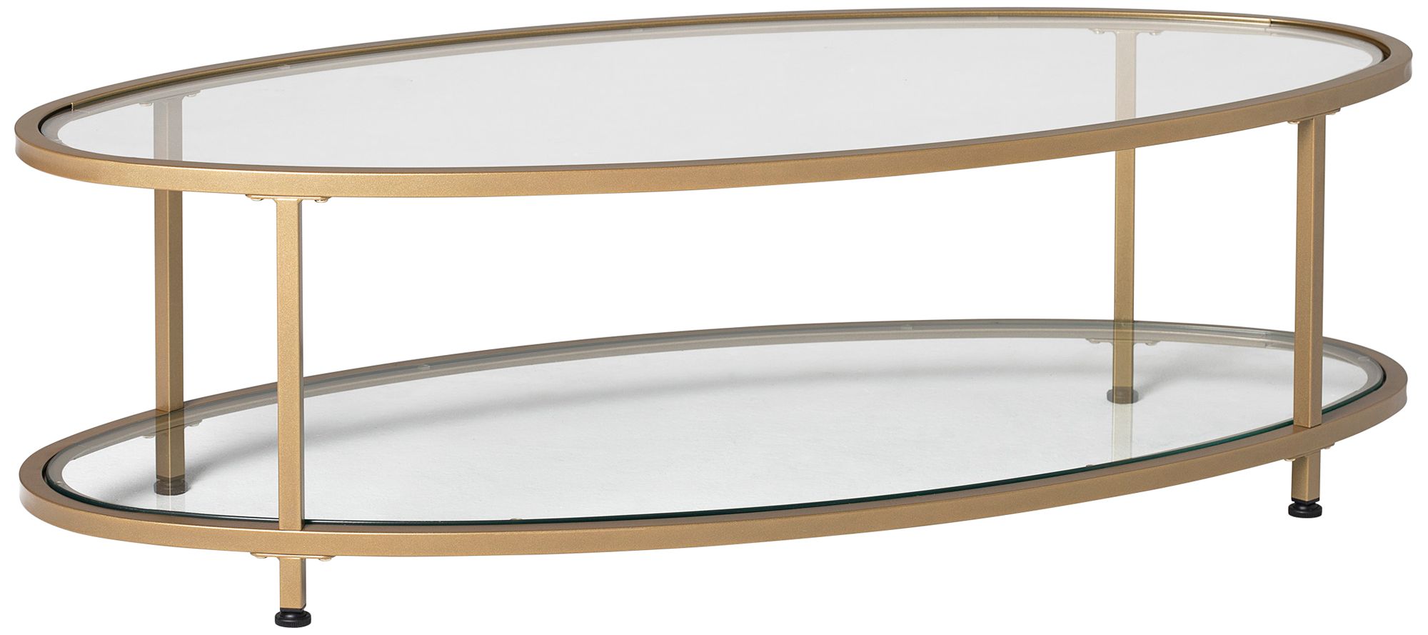 Camber 48" Wide Glass and Gold Oval Coffee Table
