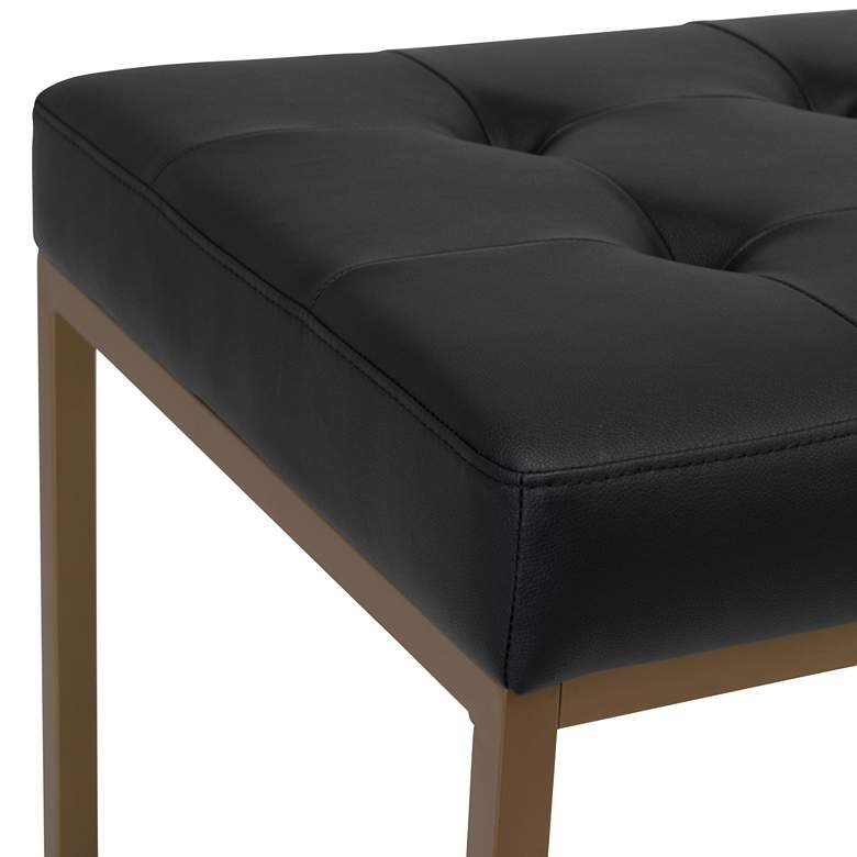 Image 2 Camber 60 1/2"W Black Blended Leather Bronze Tufted Bench more views