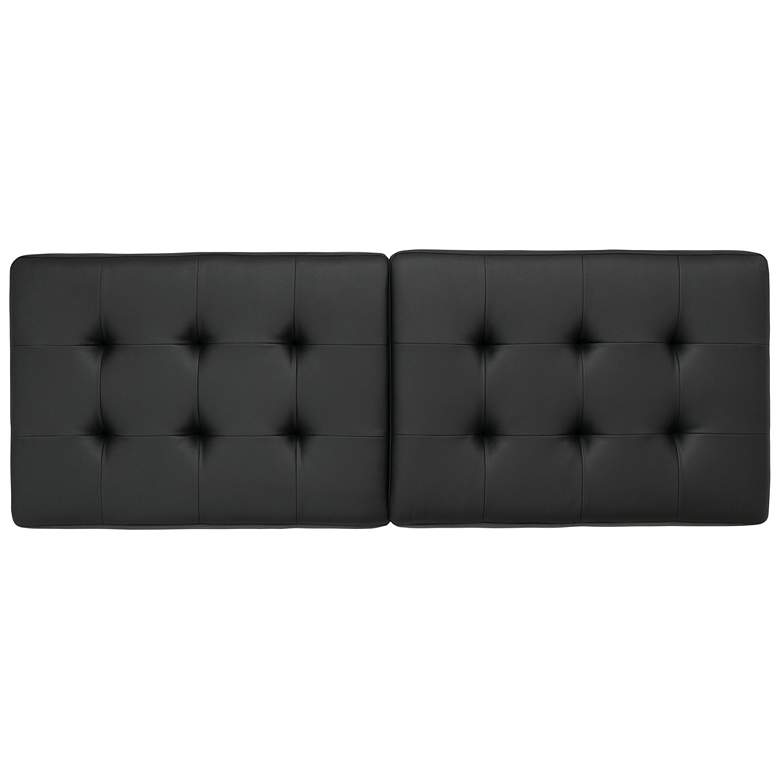 Image 3 Camber 60 1/2"W Black Blended Leather Bronze Tufted Bench more views