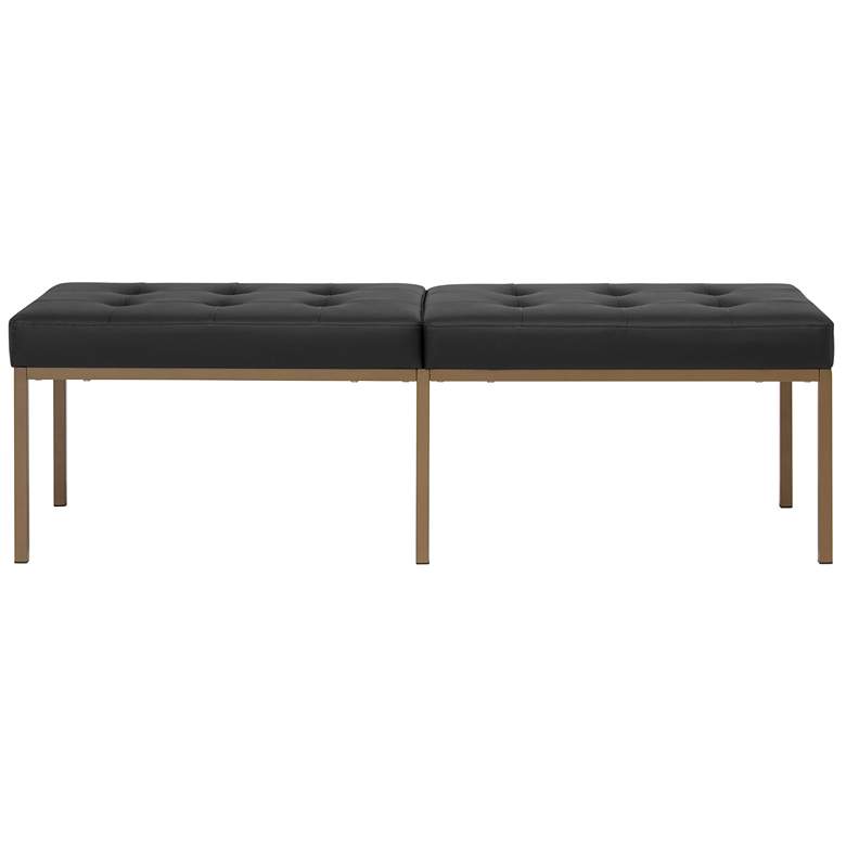 Image 5 Camber 60 1/2"W Black Blended Leather Bronze Tufted Bench more views