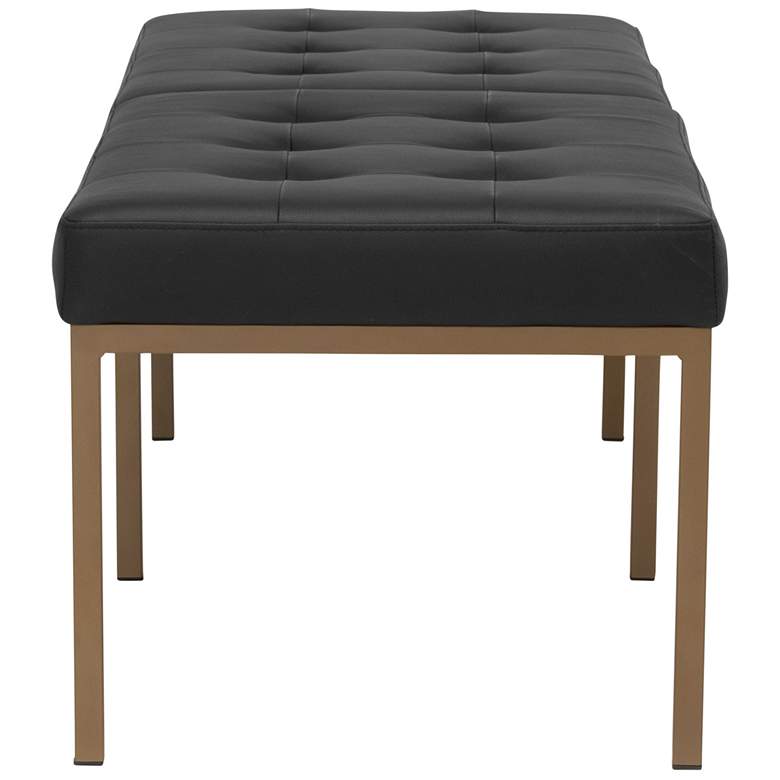 Image 6 Camber 60 1/2"W Black Blended Leather Bronze Tufted Bench more views