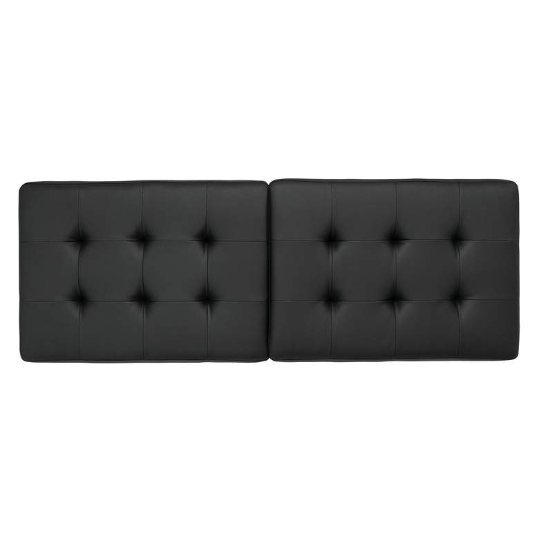 Image 5 Camber 60 1/2 inchW Black Blended Leather Chrome Tufted Bench more views