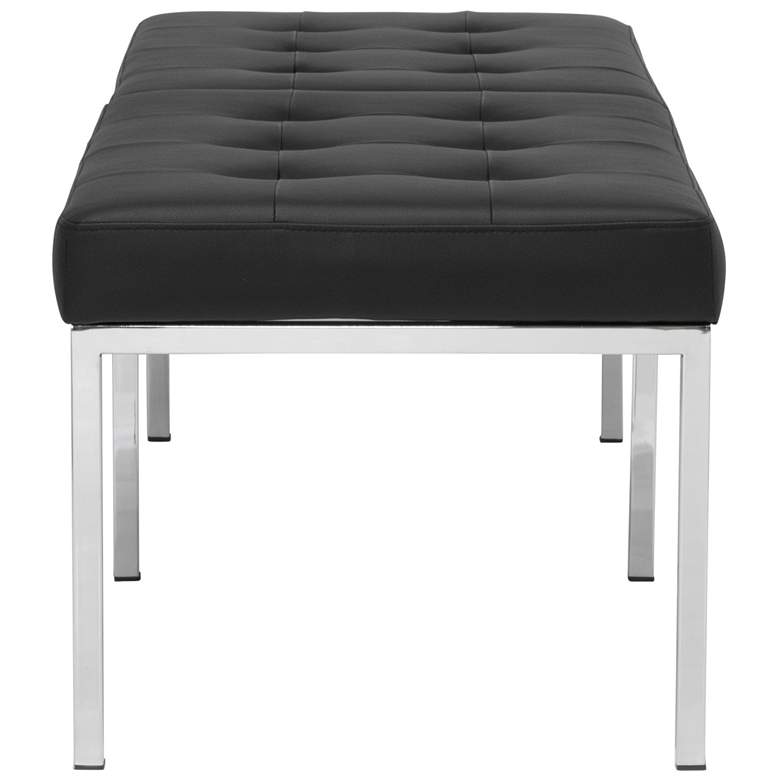 Image 6 Camber 60 1/2"W Black Blended Leather Chrome Tufted Bench more views