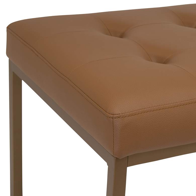 Image 2 Camber 60 1/2"W Caramel Blended Leather Bronze Tufted Bench more views