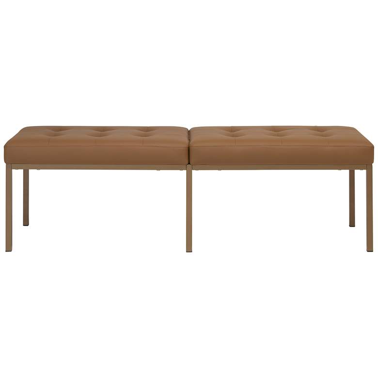 Image 4 Camber 60 1/2 inchW Caramel Blended Leather Bronze Tufted Bench more views
