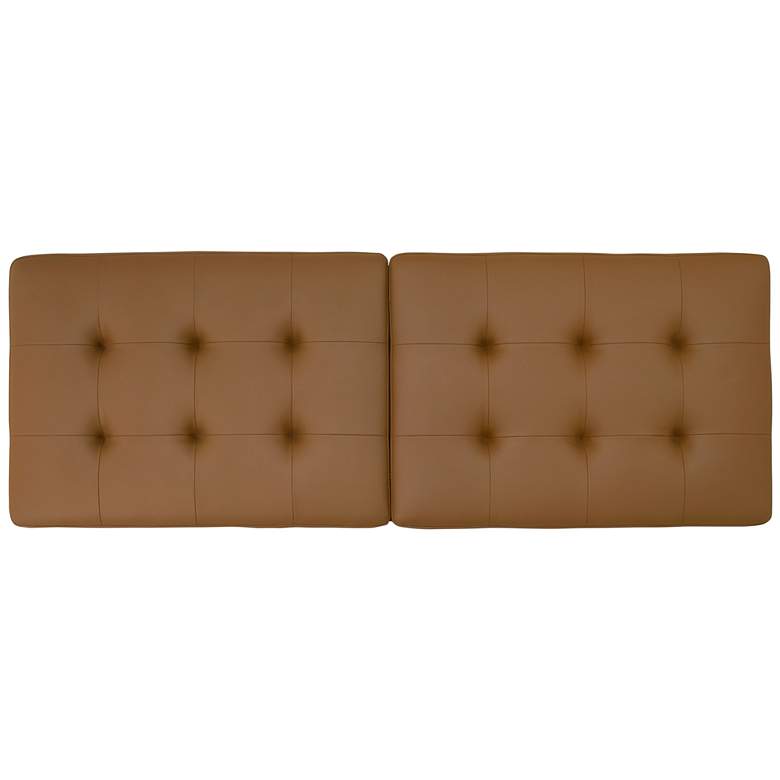 Image 5 Camber 60 1/2 inchW Caramel Blended Leather Bronze Tufted Bench more views