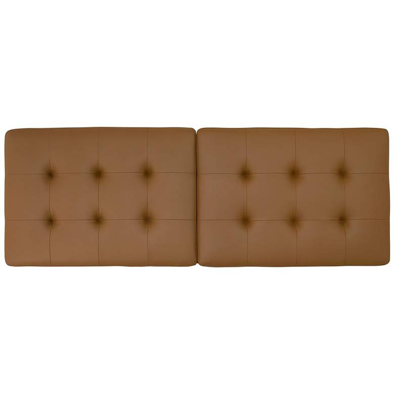Image 5 Camber 60 1/2"W Caramel Blended Leather Bronze Tufted Bench more views
