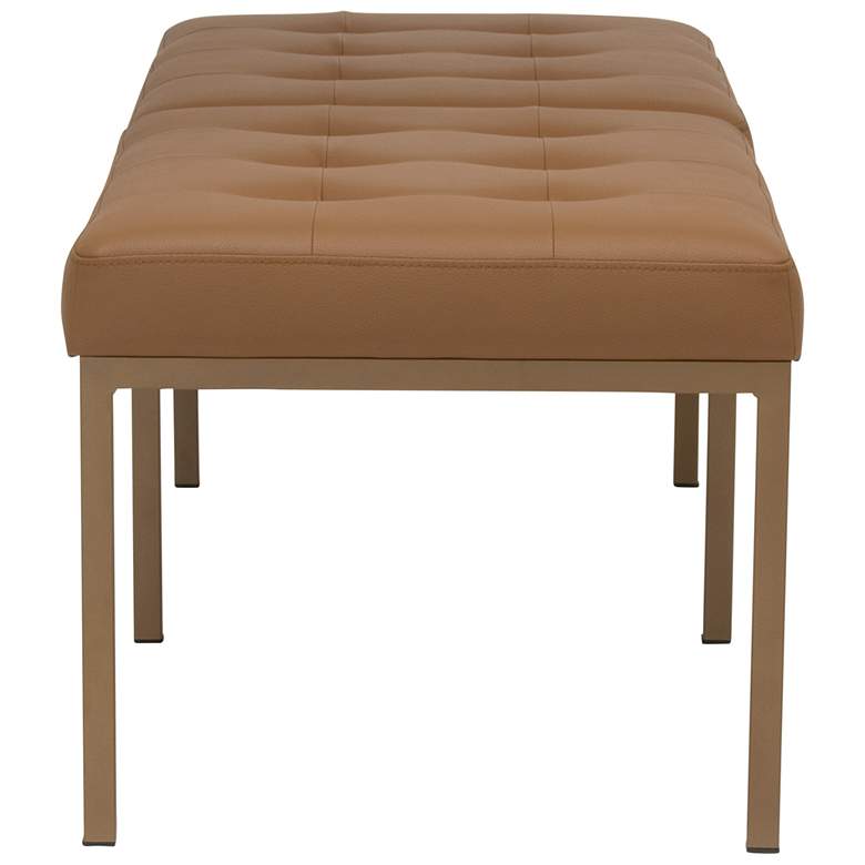 Image 6 Camber 60 1/2"W Caramel Blended Leather Bronze Tufted Bench more views