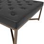 Camber Black Leather and Bronze Steel Tufted Square Ottoman