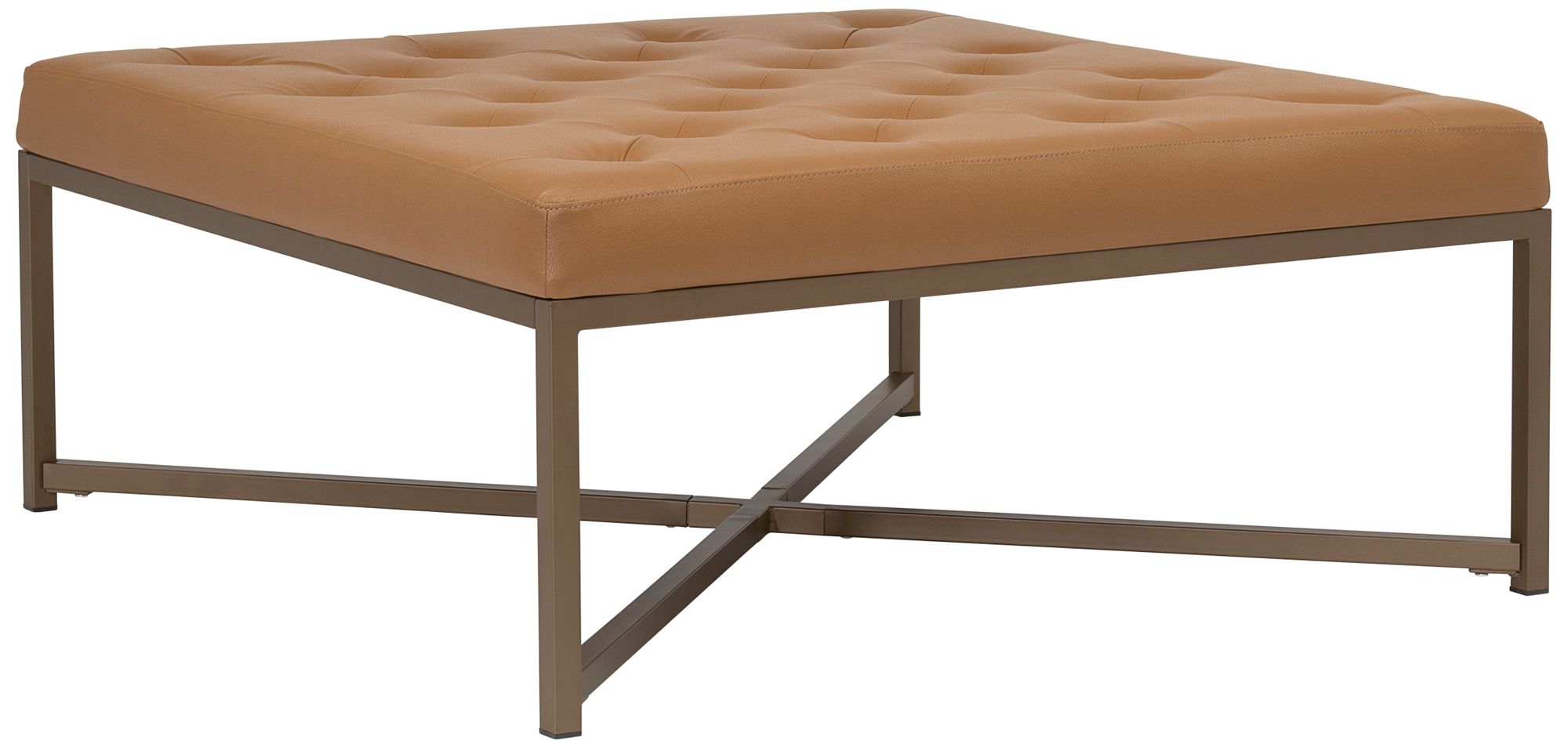 Camel leather deals tufted ottoman