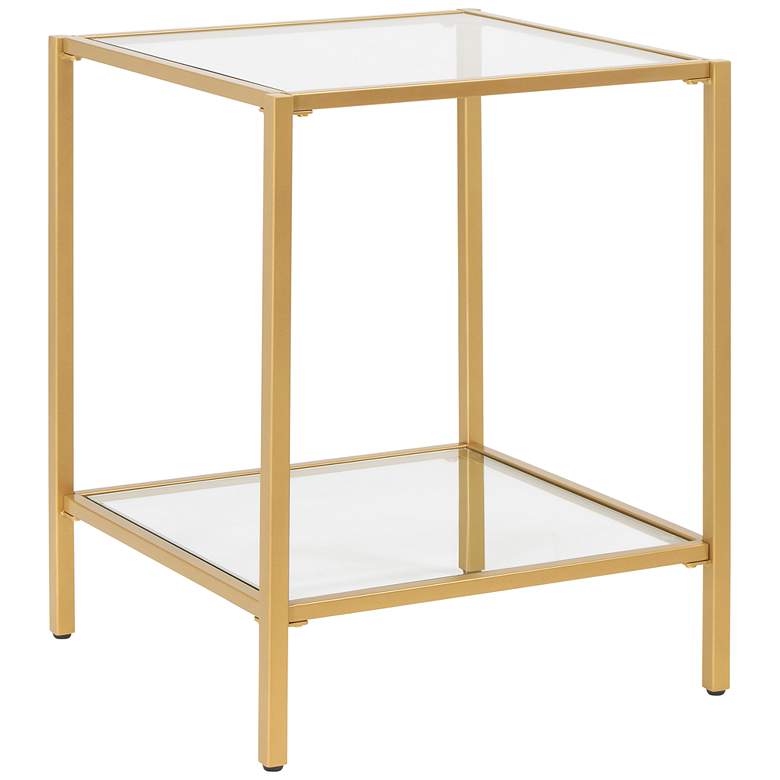 Image 2 Camber Elite 18 1/2" Wide Gold Clear Glass Square End Table