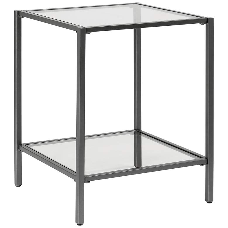 Image 2 Camber Elite 18 1/2" Wide Pewter Gray Clear Glass End Table