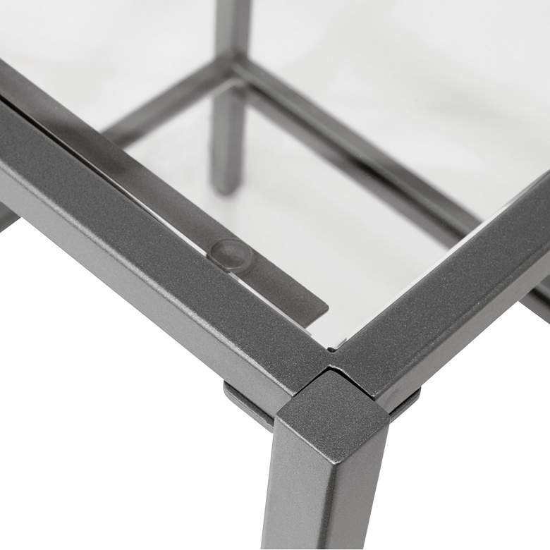 Image 3 Camber Elite 18 1/2" Wide Pewter Gray Clear Glass End Table more views