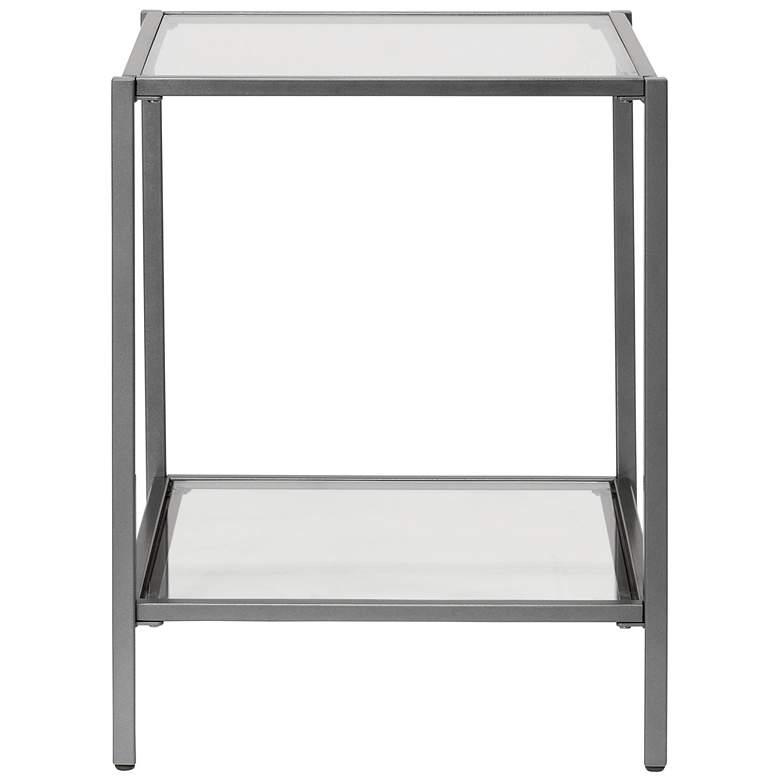 Image 5 Camber Elite 18 1/2" Wide Pewter Gray Clear Glass End Table more views