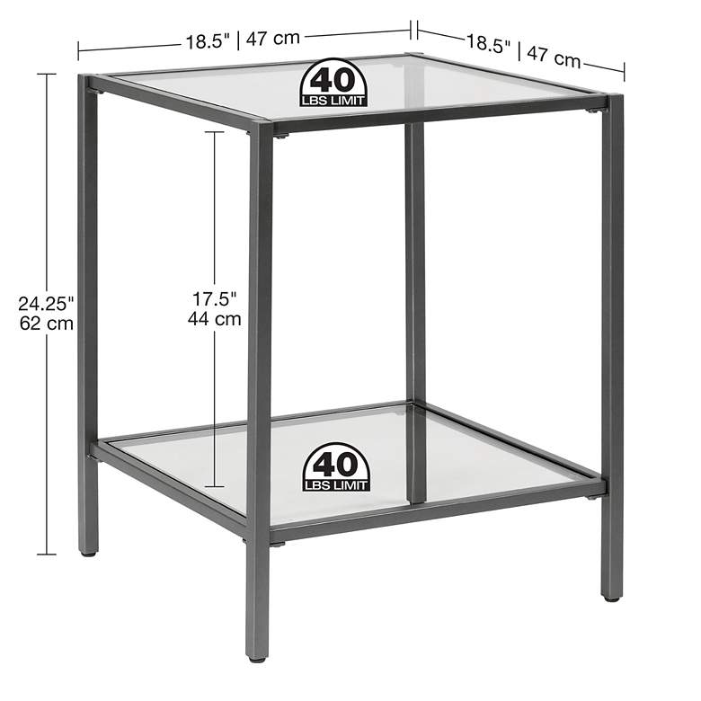 Image 6 Camber Elite 18 1/2 inch Wide Pewter Gray Clear Glass End Table more views