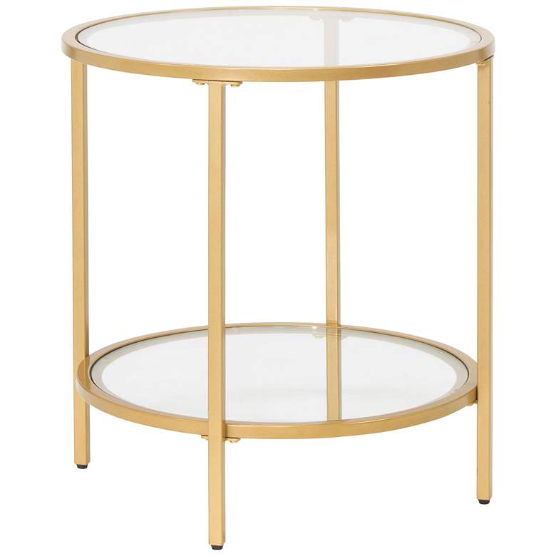 Image 2 Camber Elite 20" Wide Gold Steel Clear Glass Round End Table
