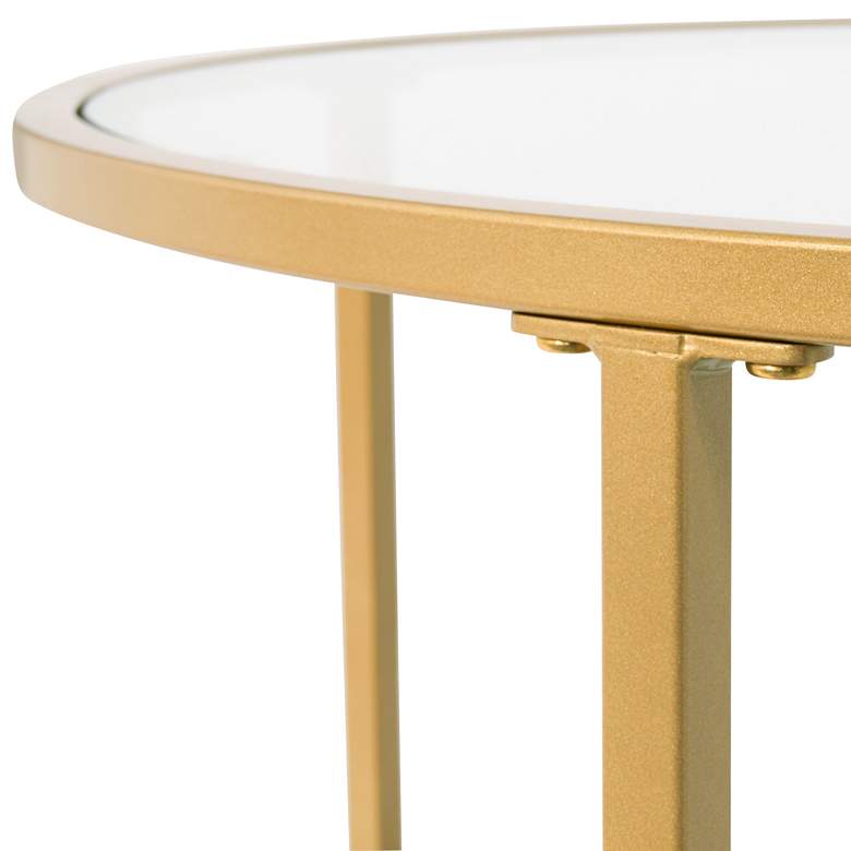 Image 3 Camber Elite 20 inch Wide Gold Steel Clear Glass Round End Table more views