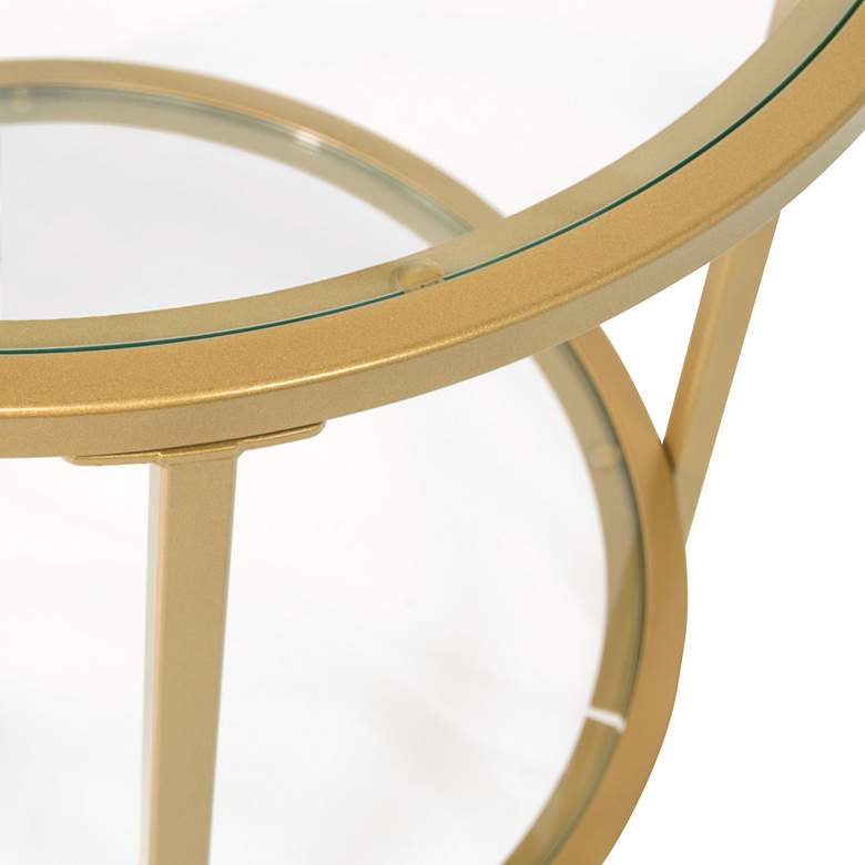 Image 4 Camber Elite 20" Wide Gold Steel Clear Glass Round End Table more views