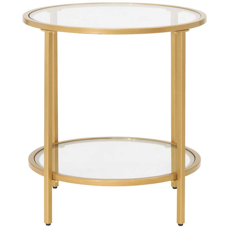 Image 5 Camber Elite 20" Wide Gold Steel Clear Glass Round End Table more views