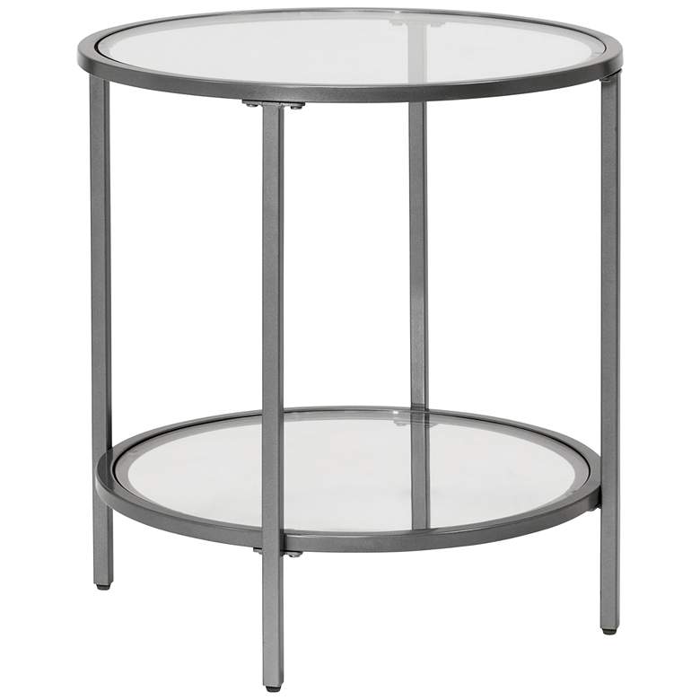 Image 2 Camber Elite 20"W Pewter Gray Clear Glass Round End Table