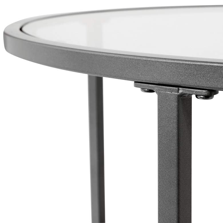 Image 3 Camber Elite 20"W Pewter Gray Clear Glass Round End Table more views