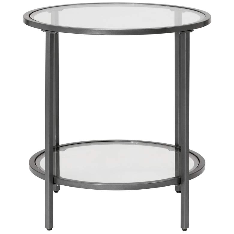 Image 5 Camber Elite 20"W Pewter Gray Clear Glass Round End Table more views