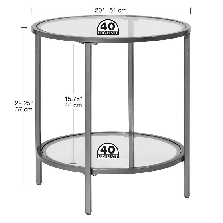 Image 6 Camber Elite 20"W Pewter Gray Clear Glass Round End Table more views