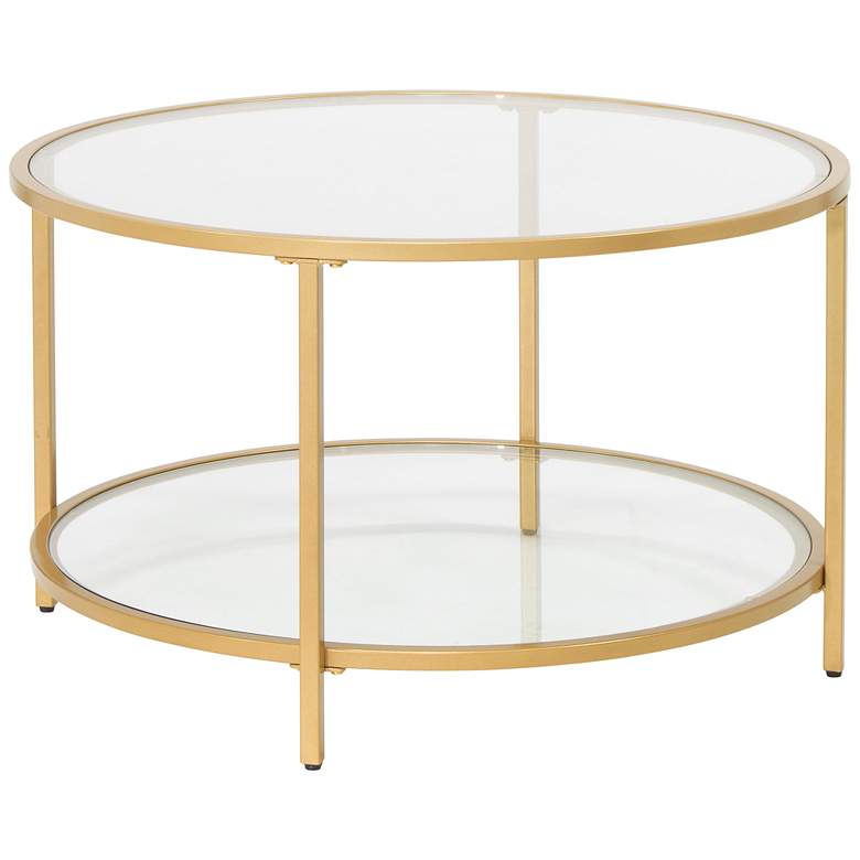 Image 2 Camber Elite 28 inch Wide Clear Glass Gold Round Coffee Table
